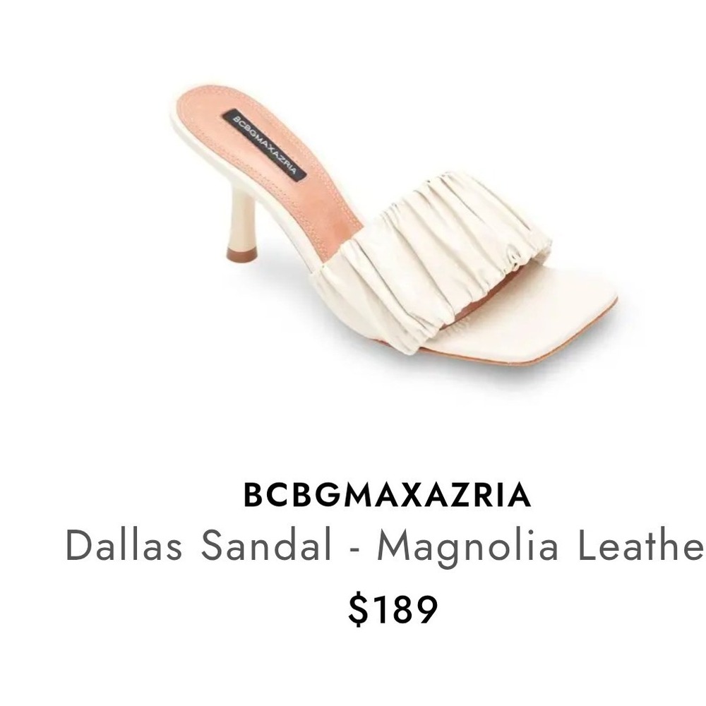 BCBGMAXAZRIA Size 8 Cream Ruffled Square Toe Mule Sandals - Picture 2 of 6